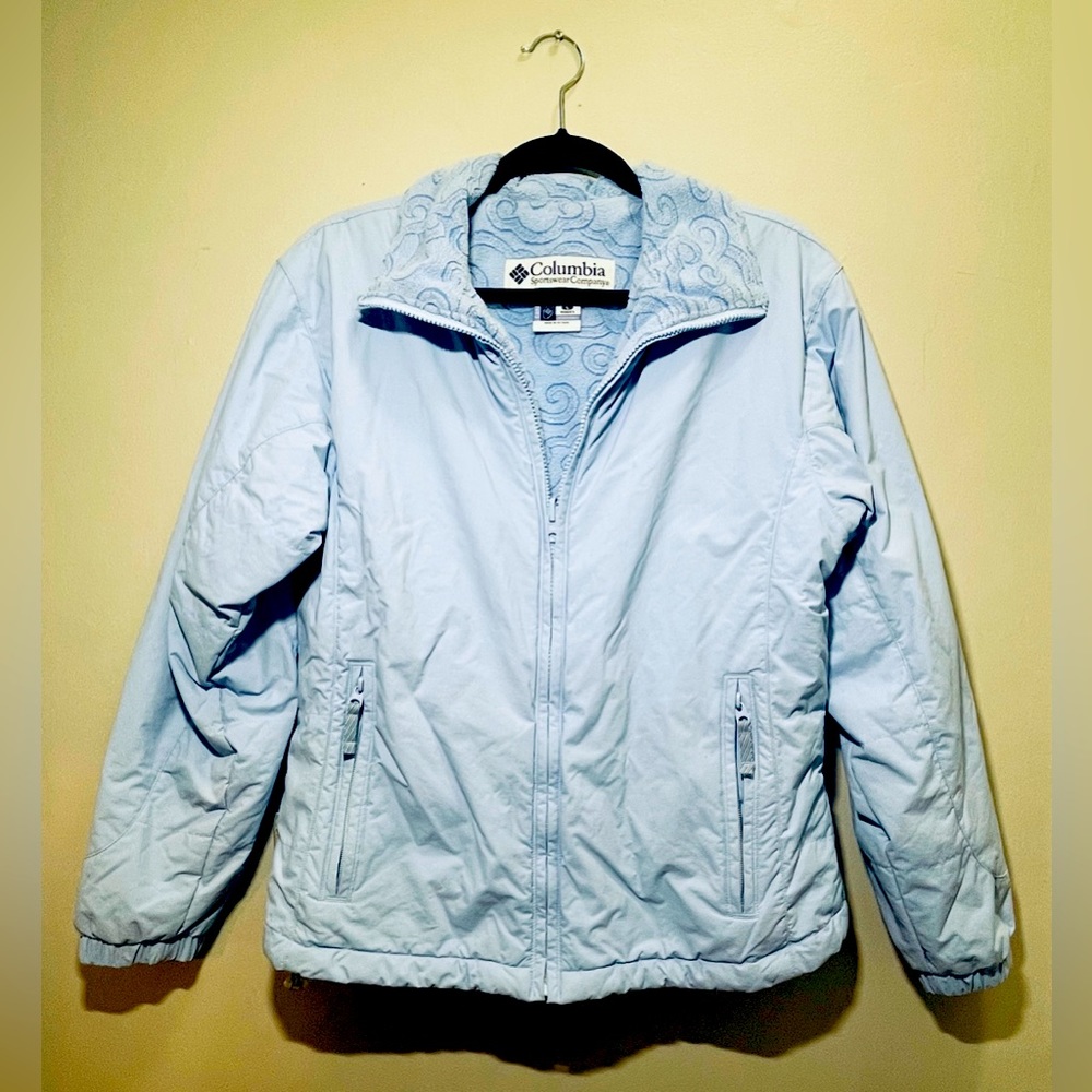 COLUMBIA Women’s Core Interchange Fleece lined Zip Up Jacket Light Blue SIZE LRG